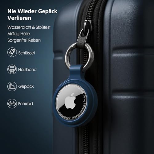 AirTag Schlüsselanhänger mit wasserdichter Hülle, 360° stoßfester Rundumpanzer für Apple AirTag - Anhänger für Schlüssel, Koffer, Tasche (4er Set)