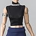 Simhoa 1/12 Scale Action Figure Colthes, Mini Casual & Stylish Sleeveless Vest, Miniature Doll Clothing for 6 inch Female Action Figures, Black