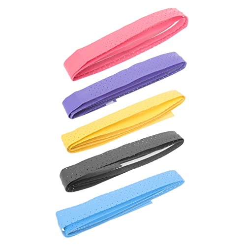 Hemoton 5Pcs Slip Tennis Grip Tape Absorbent Racket Sweatband for Badminton Fishing Rods and Bicycle Handles Lightweight and Easy to Use Random Colors Random Color