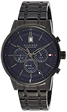 Wasserabweisend bis 5 bar Tommy Hilfiger Multi Zifferblatt Quarz Uhr für Herren mit Schwarzes Edelstahlarmband - 1791633