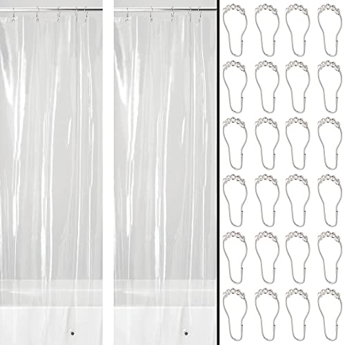 Mdesign Waterproof, Heavy Duty Shower Curtain, Liner - Premium Quality 4.8-Gauge Vinyl, With Shower Rings, For Bathroom Shower And Bathtub - 54 Inches X 78 Inches, Set Of 4 - Clear/Chrome #TOP28