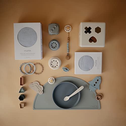 Mushie Extra Soft Muslin Fitted Crib Sheet | 28"X 52" (Baby Blue) #TOP5