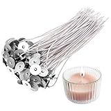 100Pcs Candle Wicks with Base, 8 Inch ECO Candle Wicks for Candles Making, Cotton Thick Wood Wick for Soy Candles DIY Crafts