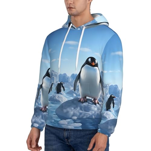 Men's Fleece Pullover Hoodie Long Sleeve Hooded Penguin Antarctica Ice Sweatshirt Casual Shirts With Pockets3