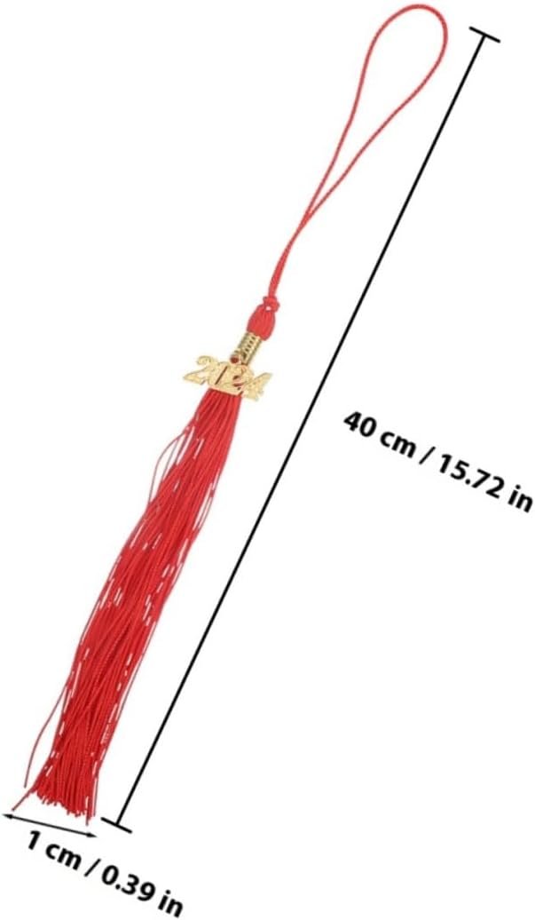 8pcs Red Graduation Cap Tassels Hanging Ornaments Decorative Fringes for Graduation Season Supplies Doctoral Hat Accessories