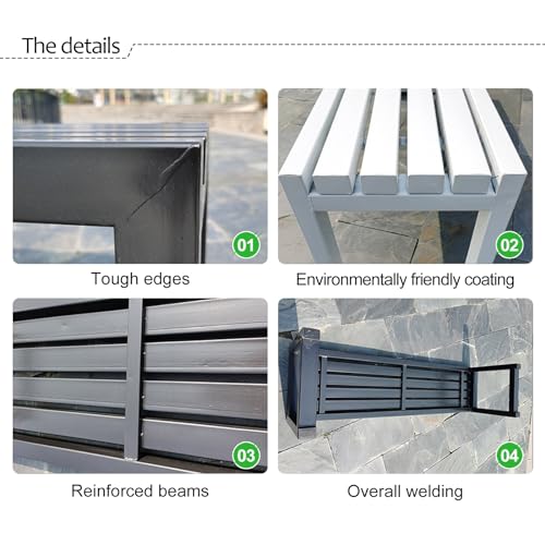 Image of Modern Metal Outdoor Bench Perfect for Garden Park and Roadside Use (Black-150cm)