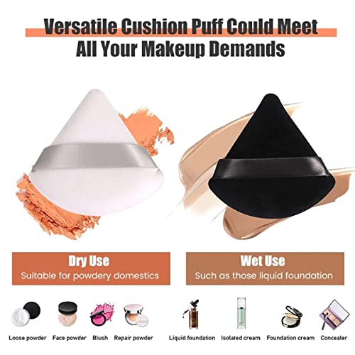 8 Pcs Triangle Powder Puffs, Reusable Triangle Sponges with Strap - Image 3