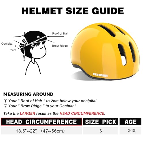 Petimini Toddler Kids Bike Scooter Helmet for 2 3 4 5 6 7 8 Years Old Boys Girls Baby Children Bicycle Hat Cap, Safety Cycling Skating Helmet, Yellow by Petimini - Image 7