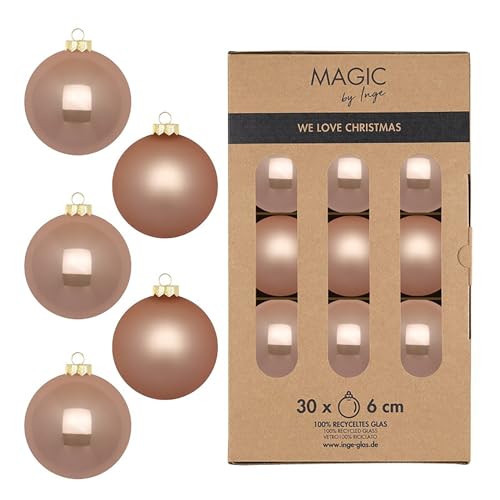 Weihnachtskugeln Glas 6cm 30 Stück - matt & glänzend - Christbaumkugeln Weihnachtsbaumkugeln für Weihnachten - Christbaumschmuck & Weihnachtsbaumschmuck - Golden Sesame