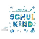 FloraVigo 12 Stück Servietten Einschulung, Weiche und hautfreundliche, dekorative Unisex-Servietten, geeignet für Tischdekorationen bei Schulanfangsfeiern-Blau