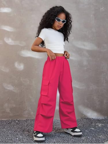Image of Azmxynol Tween Girls Clothes 2 Piece Outfit T-Shirt Top + Cargo Pants, Teen Girl Trendy Clothing Set, Sizes 7-15 Years