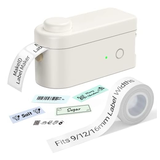 Makeid Label Maker Machine with Tape - Compatible with 9/12/16mm Waterproof Tape, Portable & Rechargeable Label Makers with Built-in Cutter Wireless Label Printer Compatible with Android & iOS Devices