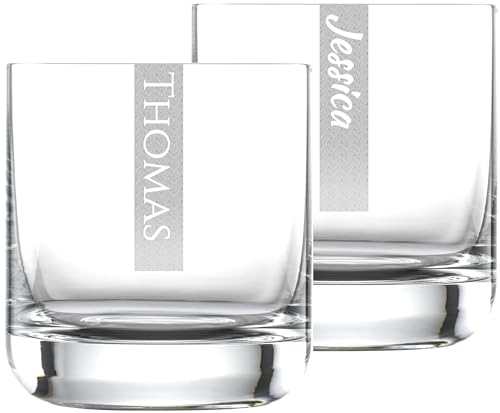 Miriquidi Whiskygläser 2er Set mit Gravur | 2 Stück Whiskyglas 300ml Schott Glas mit Namen | LogoGlas | Spülmaschinenfest | Trinkglas & Individuelle Lasergravur