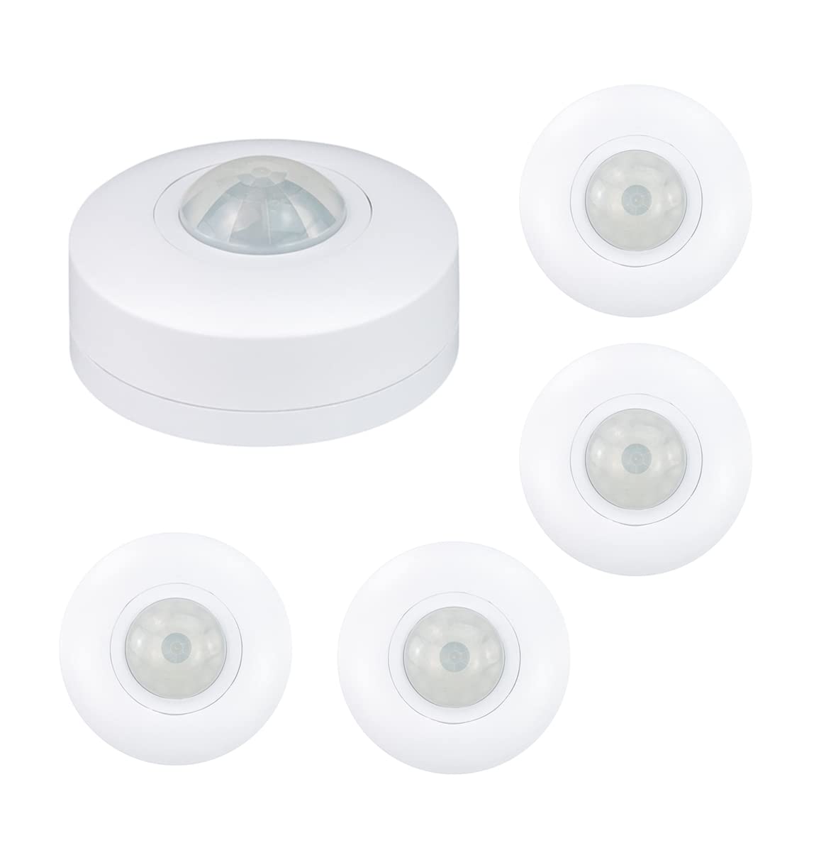 POPP® Electric Interruptor Sensor de Movimiento PIR para Superficie Techo Ajustable Detector 360º 6M IP20 Interior, MAX 3-2000LUX Ajuste de Tiempo 10SEC-17MIN (Pack 5 Unidad)