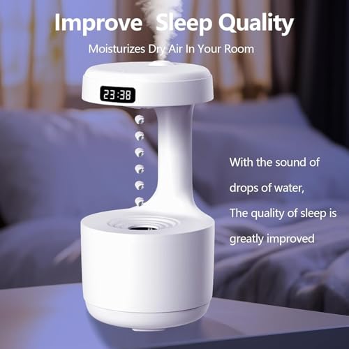Image of Anti-Gravity Ultrasonic Cool Mist Humidifier with 800ml Water Tank, LED Display, USB Powered, Quiet Operation, Auto Water Detection & Dry-Run Protection for Bedroom, Office & Home