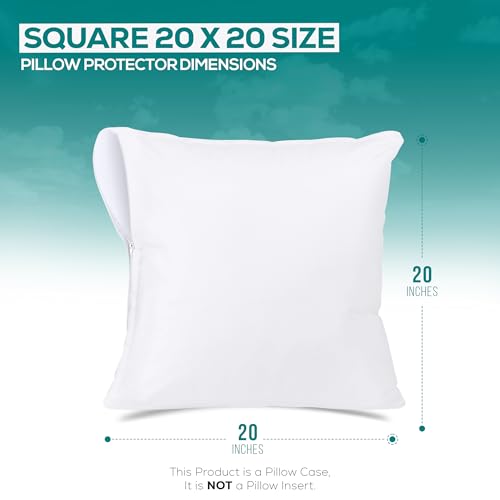 Image of Utopia Bedding Waterproof Throw Pillow Protectors (No Pillow Inserts) with Zipper 20 x 20 Inches (2 Pack, White), Bed Bug Proof Outdoor Bed Couch Decorative Pillow Encasement Covers