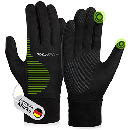 Diasports Handschuhe Herren & Damen | Touchscreen Laufhandschuhe | Fahrradhandschuhe mit Anti-Rutsch | Winterhandschuhe Outdoor | Fußball Handschuhe Sport | Dünne Winter Thermohandschuhe Grün, M Cover