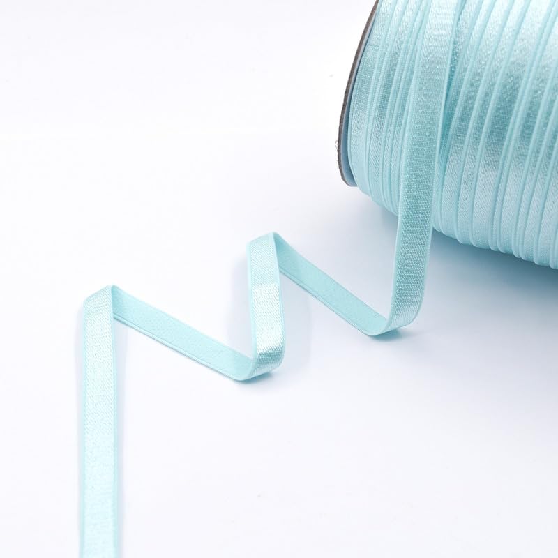Nine Looms 5 Yards 3/8" 10mm Blue Topaz Elastics Spandex Bands Shiny Nylon Bra Strap Shoulder Tape Underwear Lingerie DIY Sewing Trim Elastic Cord for Sewing Waistband & Pants Waist (5Y Blue Topaz)