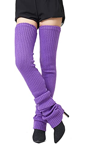 Henwarry 27 Or 34 Inch Length Leg Warmers Knit Over The Knee Extra Long Winter Soft Thick Thigh High Footless Socks For Women (27 Inch, A05-Purple) #TOP5