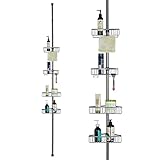 Teleskop-Eckregal für das Badezimmer, rostfreie Aufbewahrungslösung mit 4 Ebenen mattes Silber