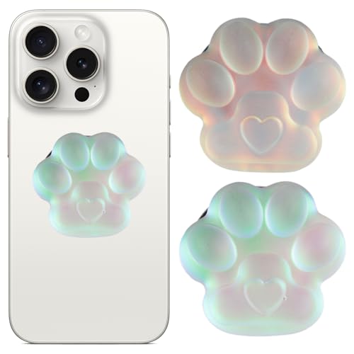 2 PCS Soporte y Agarre para Teléfonos Móviles y Tabletas, Base Magnética Transparente Compatible con Agarres de Teléfono, Soporte Delgado y Ligero para Móvil, Estilo Pata de Gato