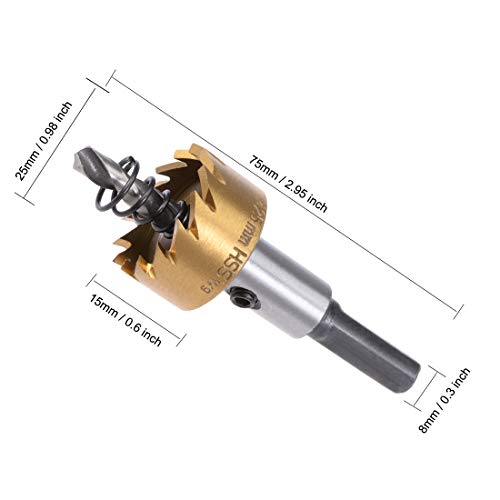 sourcingmap 25mm HSS Drill Bit Hole Saw Stainless High Speed Steel Metal Alloy, 25x15mm - Image 2