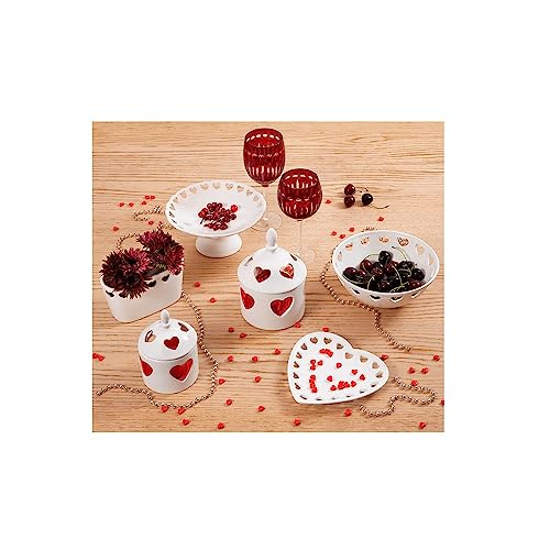 Lyor PORTA ANÉIS DE CERÂMICA CORAÇÃO BRANCO 18x17cm, 8276