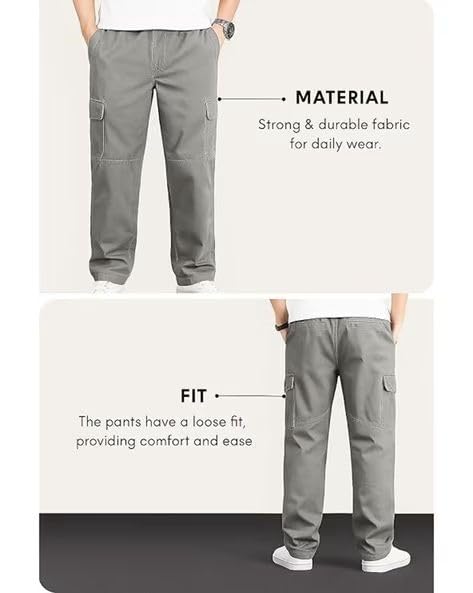 Image of Vikita Enterprise Men's Relaxed Fit Cotton Cargo Pant with Full Length and Zipper Closure Type | Mens Cargo Pants with Pocket