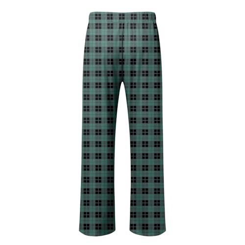 Men's Casual Drawstring Plaid Pajamas Pant Elastic Waist Open Bottoms Lounge Sweatpant Straight Leg Pjs Trousers with Pockets4