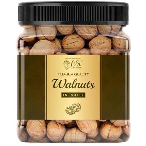 Image of LILA DRY FRUITS Walnuts 500 Grams In-Shell | Premium Whole & Natural Walnut | Akrot Giri Rich in Iron and Protein | Akhrot Nuts Ideal for Breakfast, Snacking | Dry Fruits Perfect for Gifting