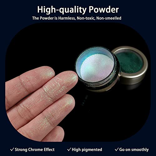 Allstarry White Chrome Nail Powder, Iridescent Pearl Powder Transparent Pearlescent Effect Pigment Rainbow Neon Aurora Glitter Dust For Gel Polish Nail Art Decoration, Resin Craft #TOP3