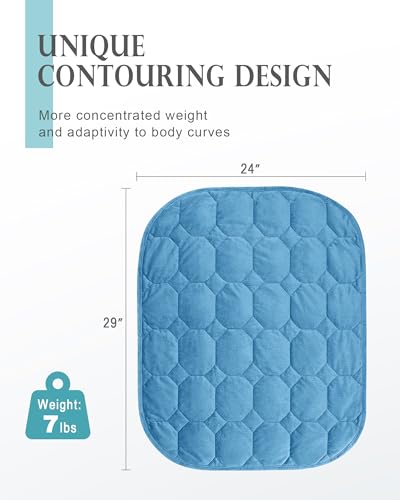 Image of Cottonblue Weighted Lap Blanket 7lbs, Cozy Luxury Crystal Velvet Weighted Blanket for Adults, Small Weighted Blanket for Relaxation, Sleeping, Travel, Dark Blue, 29 inch x 24 inch