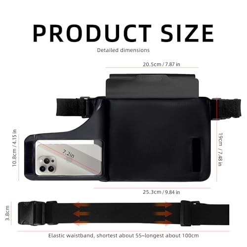 Waterproof bag Fanny Pack with Phone Case, Water proof Phone Pouch Dry Bag Keep Valuables Safe for iPhone Samsung, Adjustable Waist Strap and Screen Touch Sensitive for Swimming Boating Beach Fishing