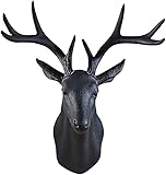 Deer Antlers Wall Sculpture 20 x 16 x 12 inches Faux Taxidermy Animal Wall Hanging (Black)