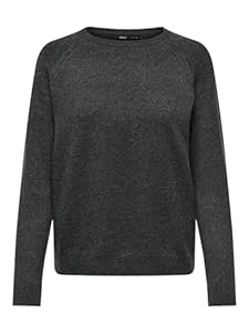 ONLY Damen Onllesly Kings L/S KNT Noos Pullover 15170427, Dark Grey Melange, L