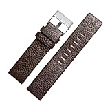 Origine : Chine continentale DKWOIS Bracelet de montre en cuir véritable Diesel DZ7311 DZ7332 DZ4318 DZ4323, noir, marron, blanc, for homme, 22 mm, 24 mm, 26 mm, 28 mm, 30 mm(Brown silver buckle,26mm)