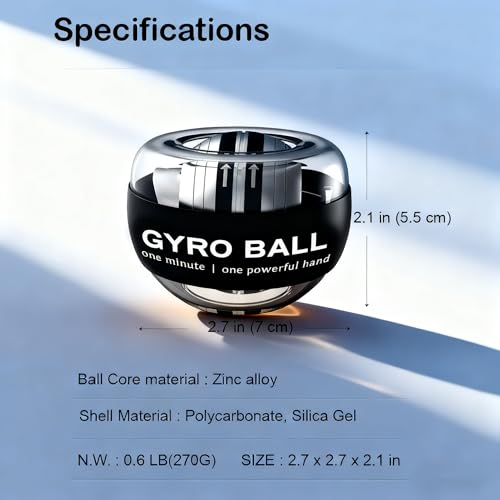 GOZATO Auto-Start Wrist Power Gyro Ball with LED Lights, Wrist Strengthener and Forearm Exerciser for Stronger Arm Fingers and Muscle by GOZATO - Used condition - Image 9