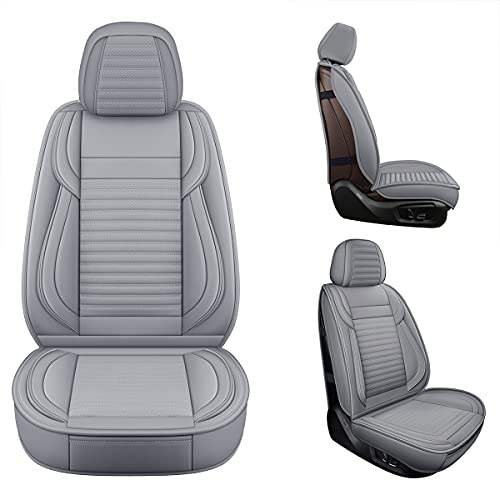 Lingvido Leather Car Seat Covers,Breathable And Waterproof Faux Leather Automotive Seat Covers For Cars Suv Truck Sedan,Universal Driver Seat Cover With Backrest (2 Pcs Front Seat, Gray) #TOP2