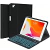 Keyboard Case for iPad 9.7 inch 2018 (6th Gen) / iPad 2017 (5th Gen) / iPad Air 2/1, 7 Color Backlit Detachable Bluetooth Color Keyboard Smart Folio Cover with Pencil Holder, Black