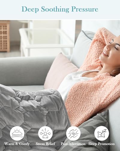 Image of Topblan Weighted Lap Blanket 7lbs for Adults, Small Weighted Blanket Throw for Napping, Relaxation, Calming and Travel, Skin Friendly & Machine Washable for All-Season Sleeping, Grey 24x29 inches