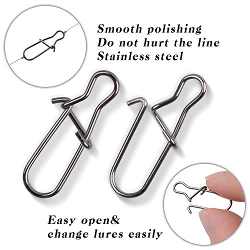 120pcs Fishing Duo Lock Snaps, Stainless Steel Lure Hook Connector for Freshwater and Saltwater Fishing - 26LB to 220LB Test