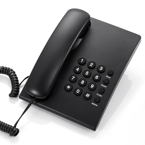 Teléfono fijo de escritorio para teléfono fijo y reenvío rápido de reducción de ruido, múltiples funciones para negocios/hogar (negro) función de retención de llamada