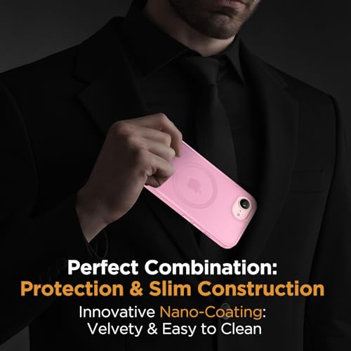miracase for iPhone 16e case & iPhone 17e Case for MagSafe [with 2×9H+ Screen Protectors] TOP Military-Grade Protection Shockproof with Velvet Touch for iPhone 16e/17e Phone Case 6.1", Matte Pink by Miracase - Used condition - Image 7