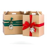 ONLY BOXES Opakowanie 4 pudełka z uchwytami na butelki i partie Boże Narodzenie Kolor Brązowy, Pojemnik Kosz Pojemność 12 butelek lub prezentów, Bardzo odporny na wstrząsy, Karton z recyklingu