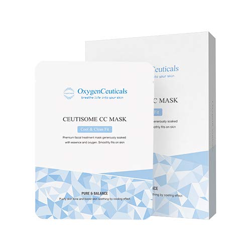 Láminas de máscara facial coreana premium para enfriar, calmante e hidratante, máscara Ceutisome CC por OxygenCeuticals, 6 hojascaja