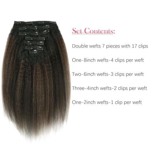 Extensions kinky straight clips tête complète volume 14 pouces