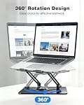 360° Rotating Laptop Stand for Desk, Foldable & Height Adjustable Iron Metal MacBook Riser,Dual-bar Support with Ventilated Desig, Suitable for Office Meetings and Family Writing, Laptops 10-16 inch | Ergonomic, Height Adjustable,Hollow out Heat Diss