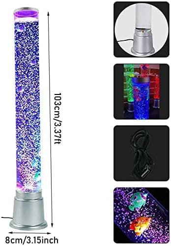 Lampa podłogowa Bubble Fish - 1 m sztuczna lampa do akwarium z 7 zmieniającymi się kolorami USB LED nastrojowe światło - idealna lampka nocna prezent dla dzieci i dorosłych, przyjazna dla osób z ADHD