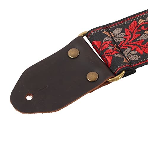 Alça de Guitarra Bordada, Alça de Guitarra Cabeça de Couro para Acústico Elétrico Bordado Jacquard P