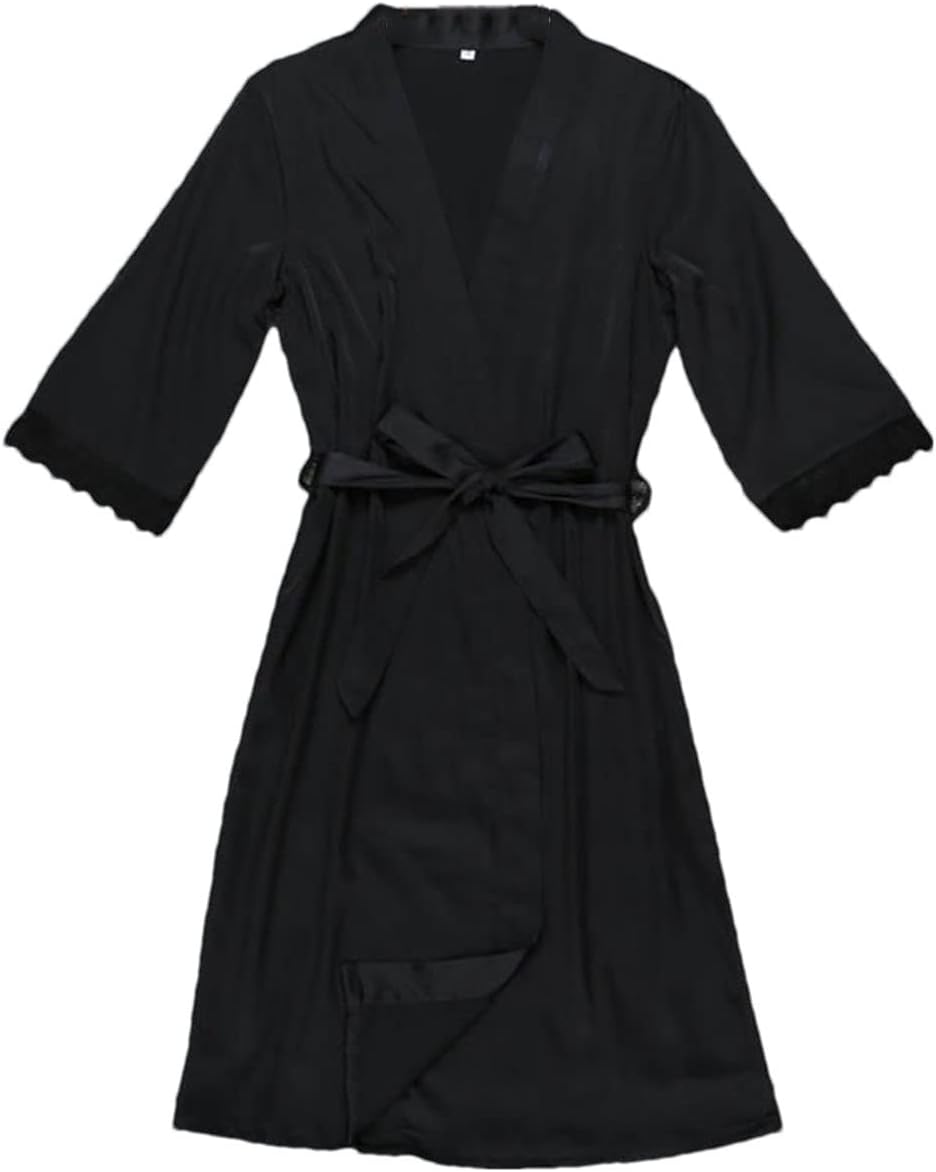 Haitpant Womens 2Pcs Sexy Summer Robe Bath Gown Strap Top Kimono Pajamas Sets Sleepwear Lady Nightgown Suit Sleepshirts